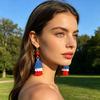 Earrings Multi-layered Fringe Earrings Creative Red, White, and Blue Flag-Colored Pendant Earrings 4th of July Independence Day Gift for Women