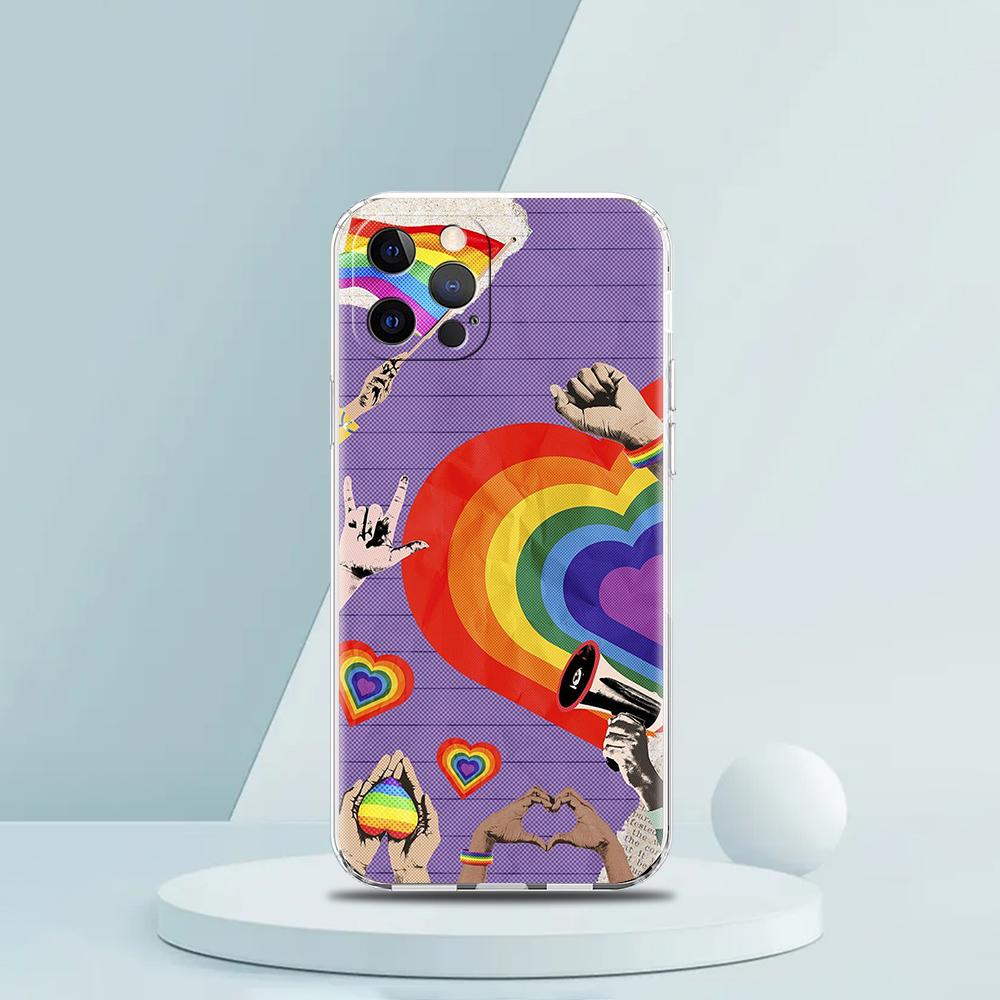 Gay Lesbian LGBT Rainbow Pride ART Phone Case for iPhone 16 15 14 13 12 Pro Max Transparent Soft for iPhone 11 Pro Max 7 8 Plus