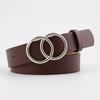 Silver Circle Round Buckle Belt For Women, Hipster Decorative Jeans Belt, Simple Casual Pants