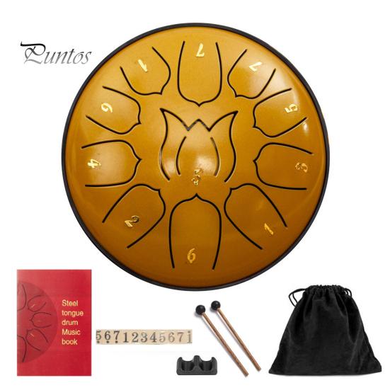 Steel Tongue Drum Set Ethereal Drum with Bag Sticks Music Book Drum Holder Sound Healing Hand Drum for Meditation Yoga Chakra Music Therapy