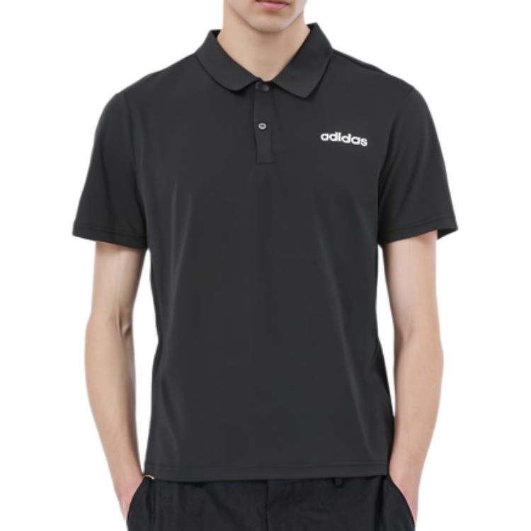 adidas Polo Shirts Men's Black Polo Collar Moderate Straight Fit JD1434
