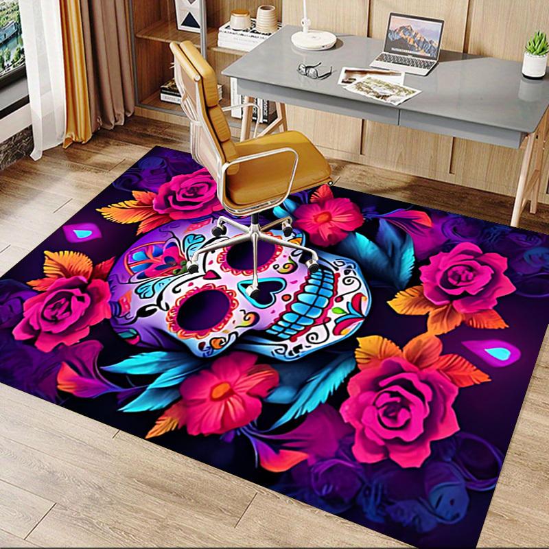 1pc sugar skull flowers Carpet, Office Rug Outdoor Mat Home Decor Area Carpet Festival