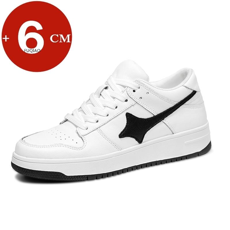 

Men Cow Split Leather White Casual Sneakers Hidden Elevator Lift Shoes Anti-Slip Fashion Comfortable Height-Increasing Sports 44