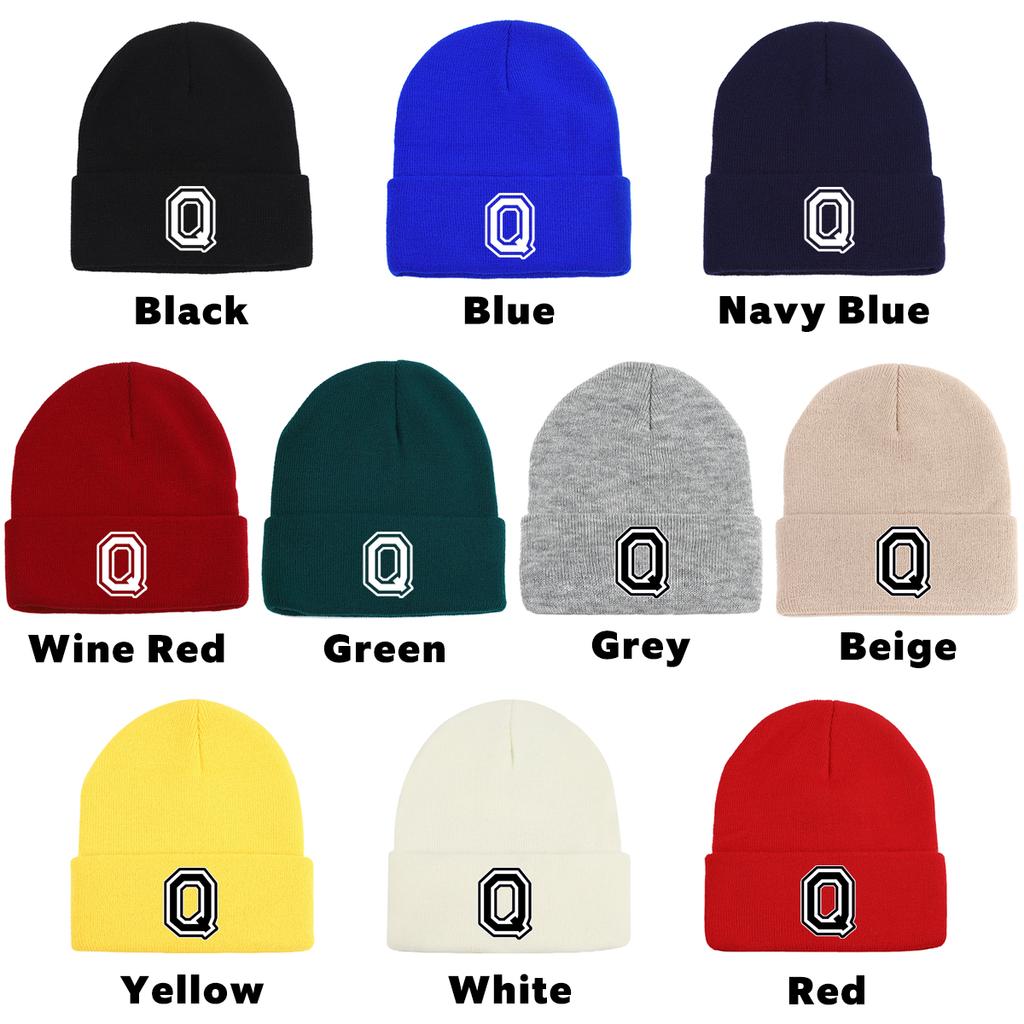 Alphabet Letters A-Z Print Winter Hats Unisex Cap Beanie Lightweight Solid Color Knitted Hat Beanie Perfect For Daily Wear