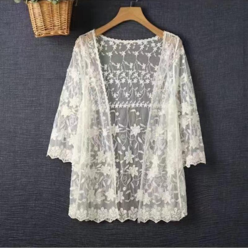 

Блуза-кимоно для женщин, Rebeca Sexy de encaje para playa, novedad de verano one size белый