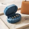 Wedding Souvenir Jewelry Box Velvet Mini Ring Box, Multi Slots Soft Inner Organizer, Portable Case for Travel Oval Shape Storage Proposal Engagement