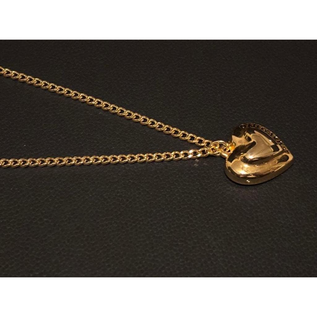 Used Moschino Vintage Necklace Heart-shaped Logo Gold Color Golden