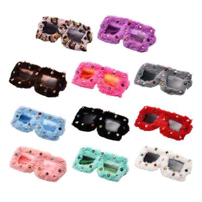 Vintage Oversized Sunglasses Crystal Embellished Furry Frame Polarized Lens Lightweight Design For Birthday Girl