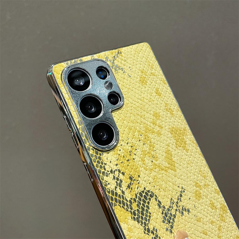 Electroplating Leather Phone Case for Samsung Galaxy S23 FE S24 Plus Ultra S25 Edge A56 A55 A54 A36 A35 A34 A26 A25 A16 A15 A06