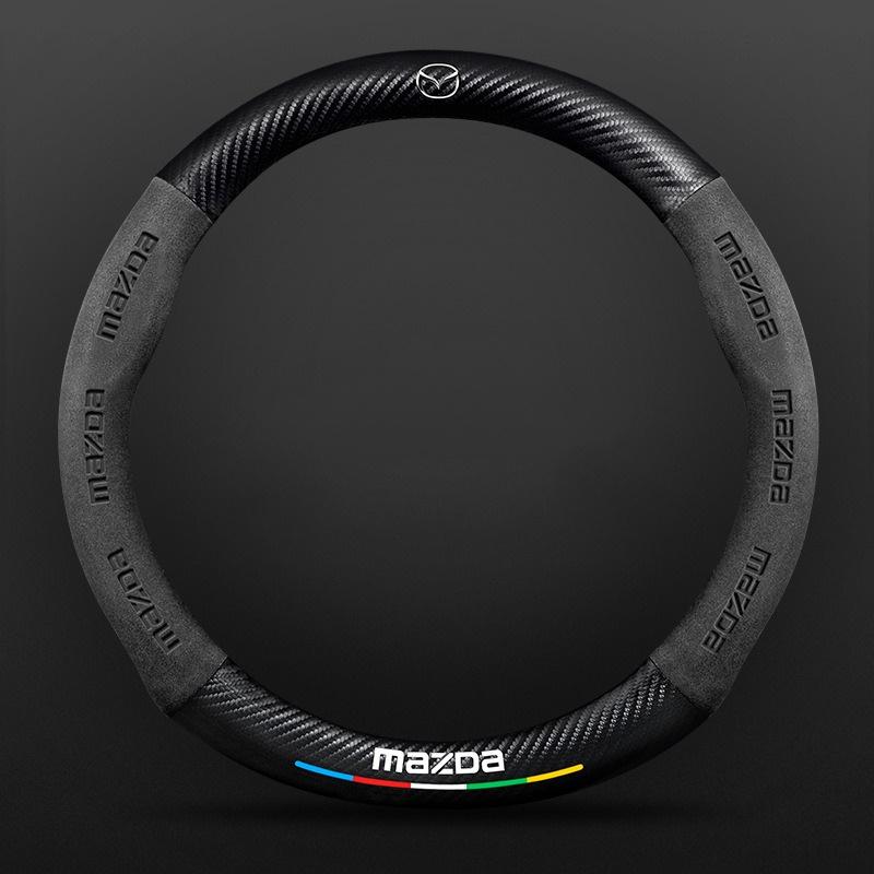 Carbon fiber Suede Car Steering Wheel Cover For Mazda 2 3 5 6 CX-4 CX-5 CX-7 CX-8 CX-30 CX-50 MX5 Miata RX-7 RX-8 Axela Atenza