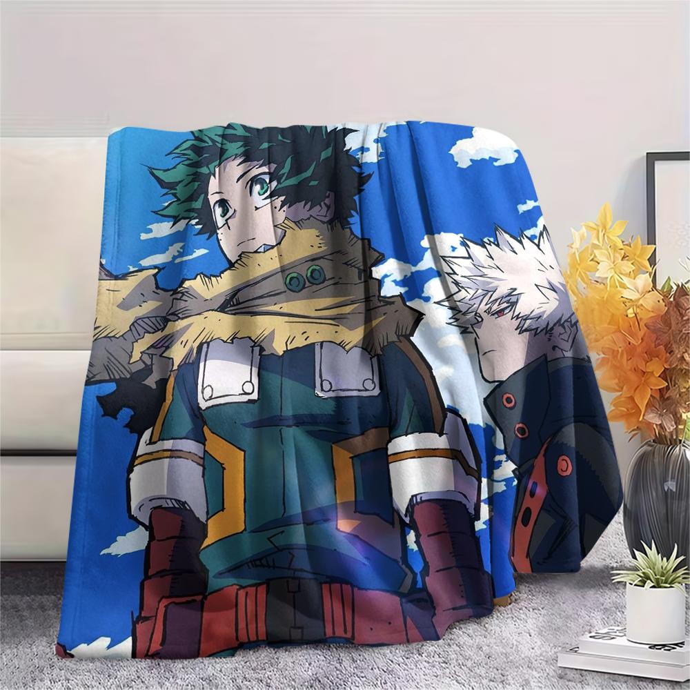 My Hero Academia Deku & Bakugo Pattern Flannel Blanket, High Quality Comfortable for All Seasons, Home Decor, Warmth and Comfort, Perfect for Gifts.