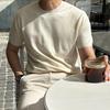 Herren S Kurzarm Einfarbig Slim Fit Eis Seide T-Shirt