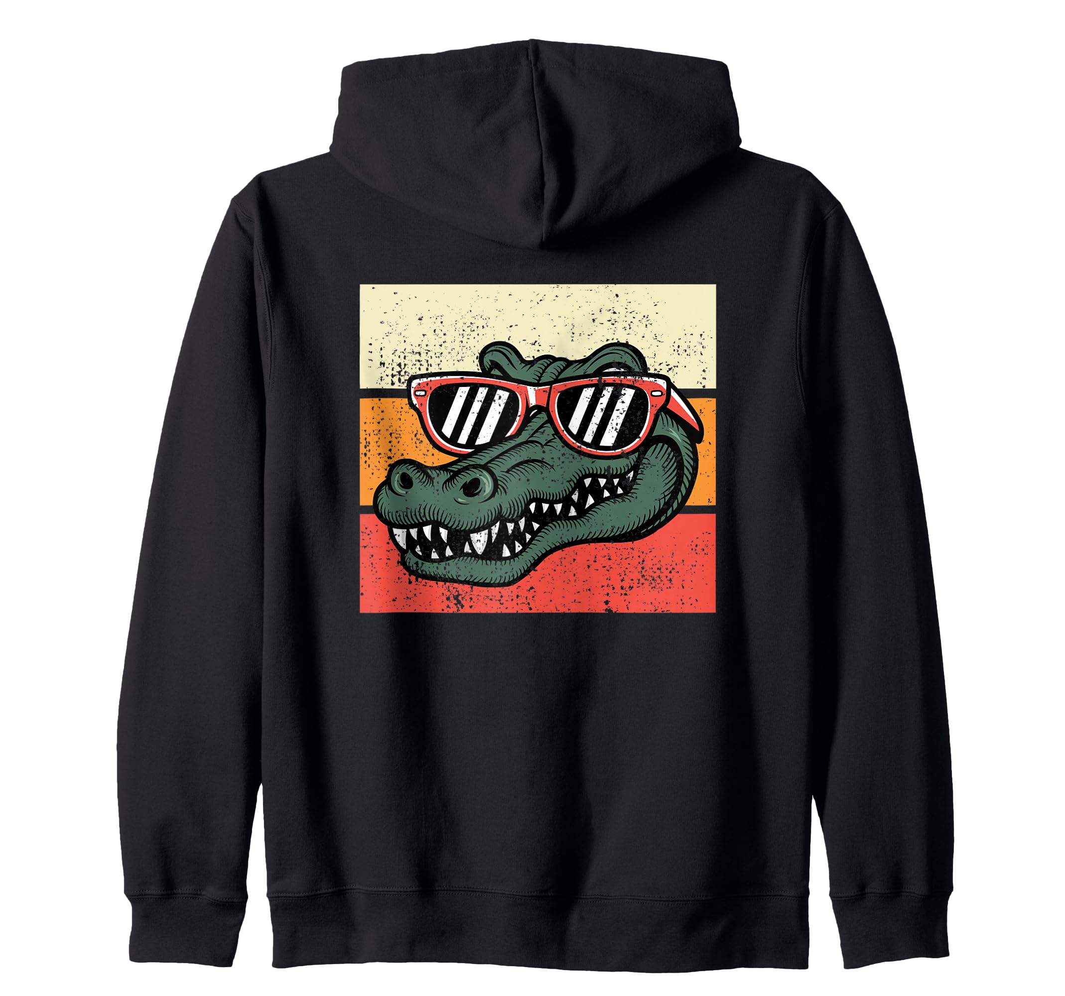 

Retro Crocodile Alligator Sunglasses Vintage Sunset Zip Hoodie чорний