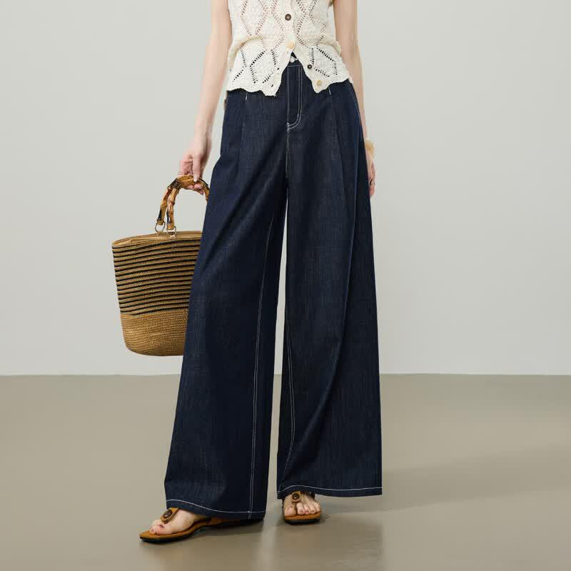 ESE-Y Women s Summer Linen-Blend Wide-Leg Jeans 30