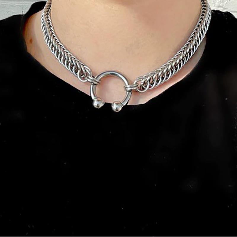 Hip Hop Cool C Shape Necklaces Night Club Hyperbole Sexy Thick Chain Short Choker for Women Unisex Party Fashion jewelry accesso