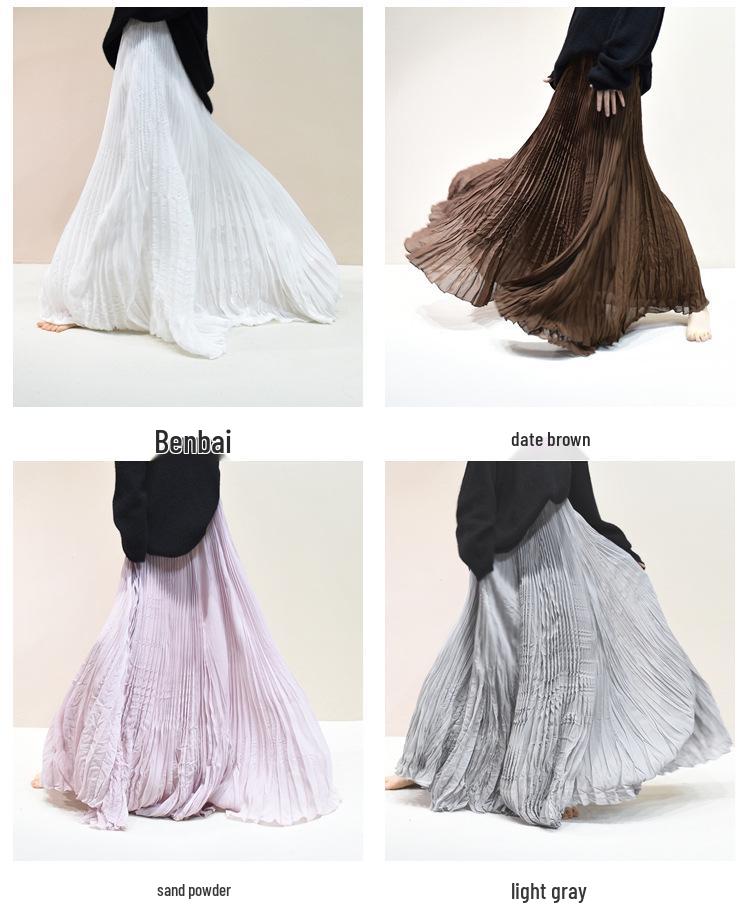 2025 Eleganter Chiffon-Midikleid mit 6 Meter breitem Saum für Damen, A-Linie, für Frühling/Sommer