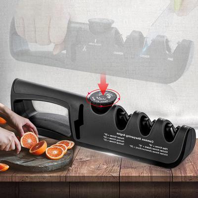 Afilador de cuchillos con ángulo ajustable, tijeras de 4 etapas, piedra para afilar, amoladora de cocina profesional, cuchillos, herramienta afiladora de piedra de afilar