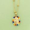 QMHJE Virgin Mary Pendant Charm Necklace Women Cross Scared Heart Jesus Choker Seed Beads Stainless Steel Chain Gold Color Mom