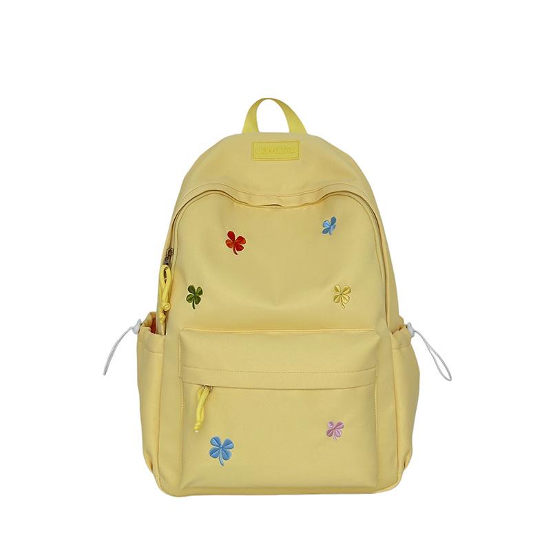 Schoolbag Fresh Four-leaf Clover Junior High School Student Schoolbag Large Capacity Embroidered Backpack Japanese Lightweight Versatile Casual