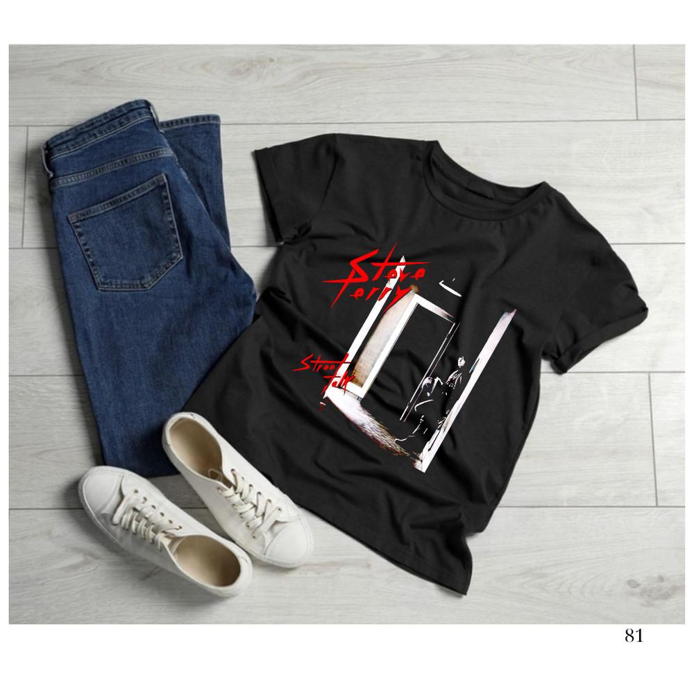 

Steve Perry Street Talk T-Shirt Black Short Sleeve Graphic Tee Unisex S-5XL Unisex T-Shirt S