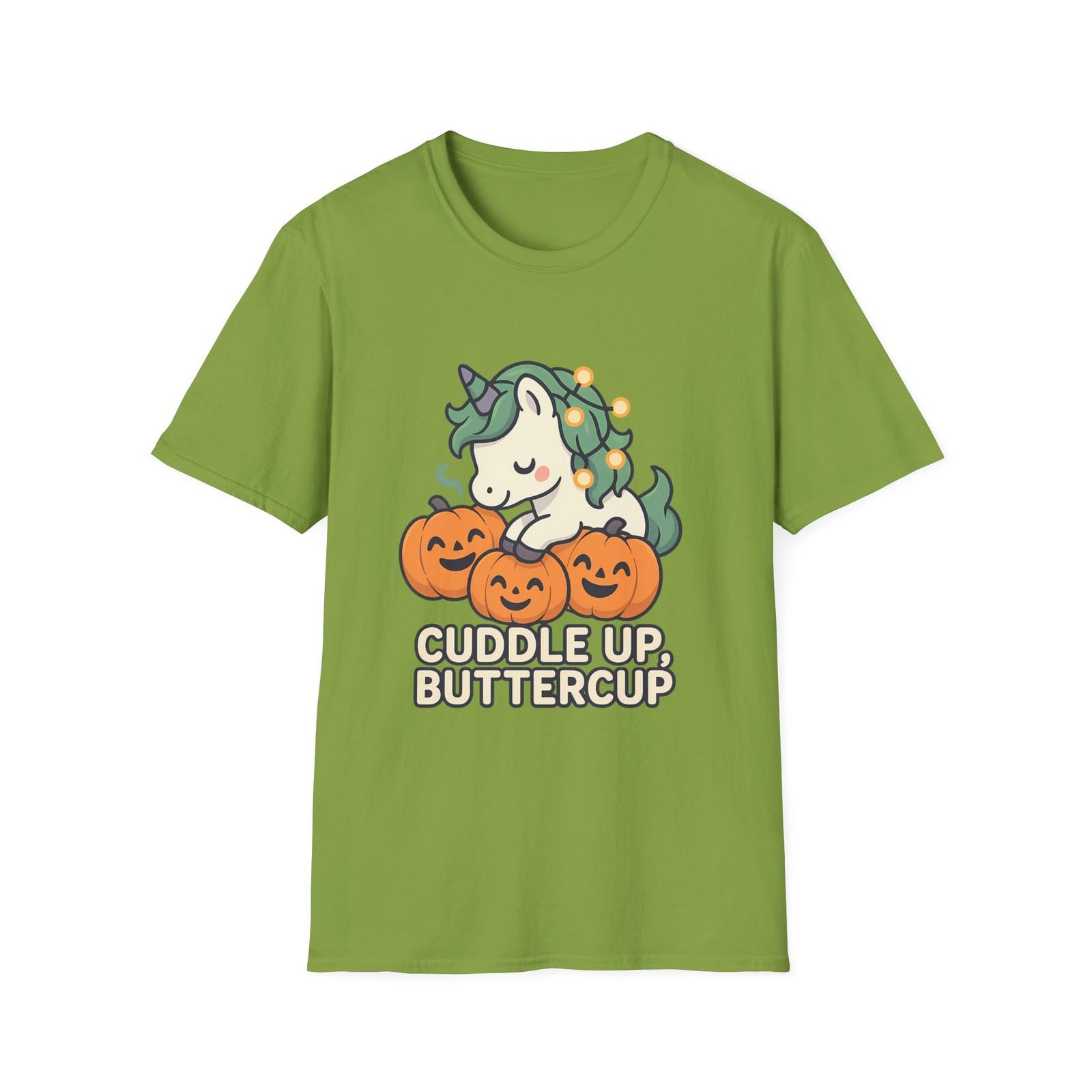 Unisex Softstyle T-Shirt Mens Womens Tees Top Cuddle Up Buttercup Boonicorn Halloween Pumpkin Tee S