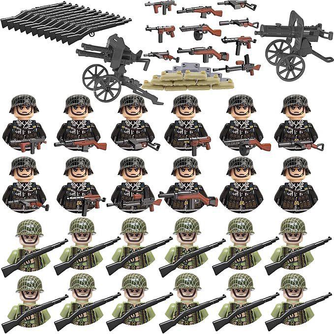World War II Military Figures: US, German, French Army Building Blocks Set