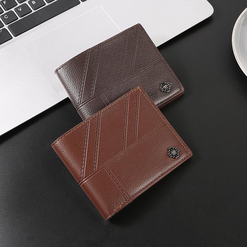 Men's Korean Style Color Block Billfold Wallet with Horizontal Webbing