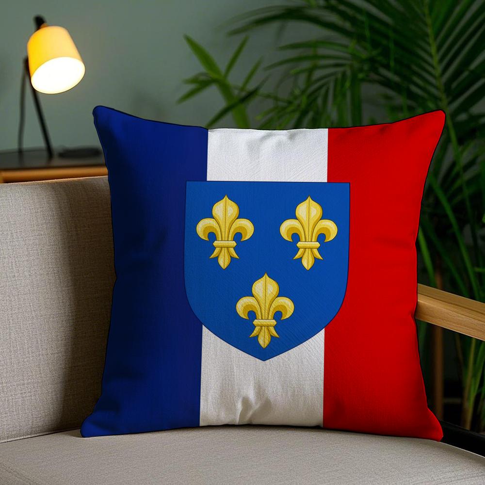 Anjou Flag French Region Cushion Cover Plush Fabric Soft Double-Sided Printed Invisible Zipper Sofa Pillow Case Home Decor
