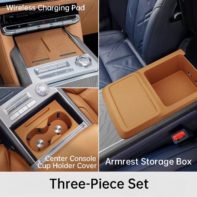 For Zeekr 9X Car Armrest Wireless Charger Silicone Mat Cup Pad Storage Box Interior Modification Accessories