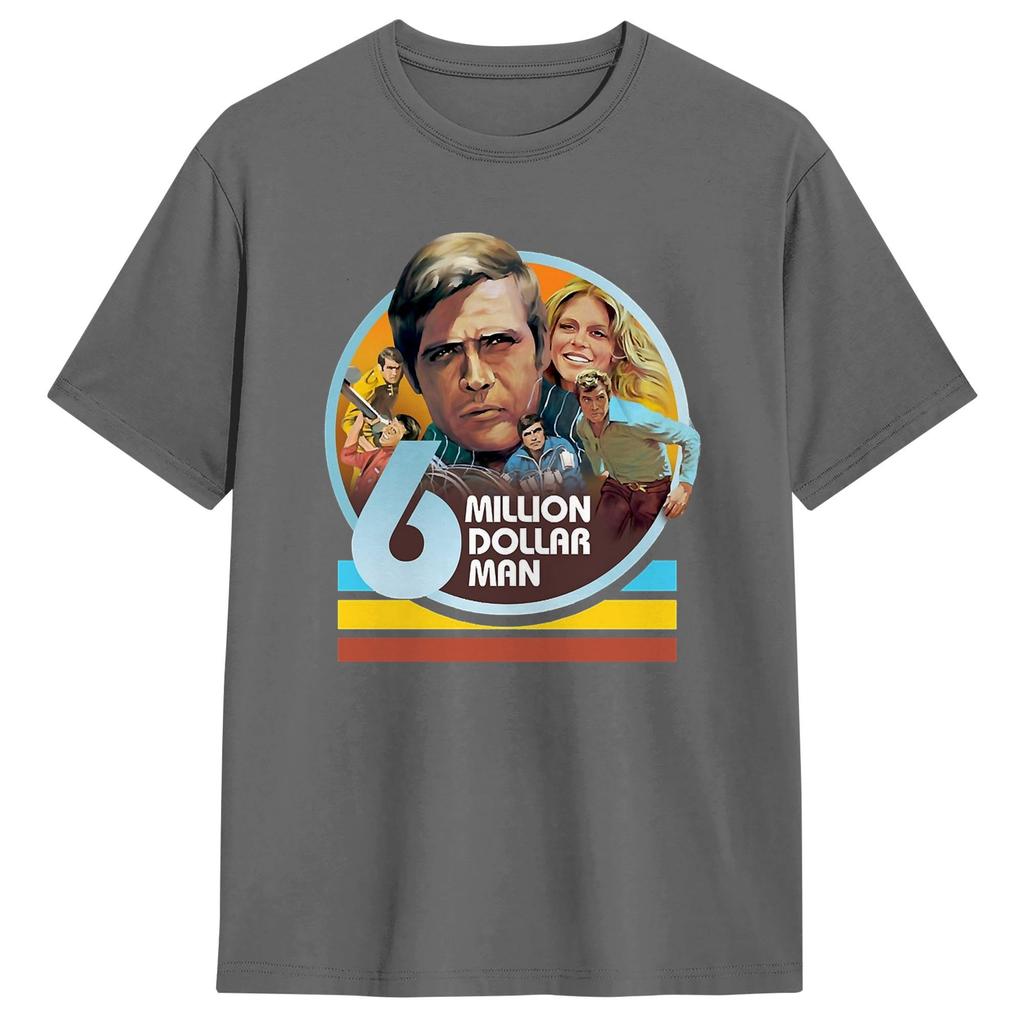 Sex Miljoner Dollar Unisex TV T-shirt för Unisex Rolig Bomulls T-shirt Rund Hals Kortärmad T-shirt Klassiska Toppar