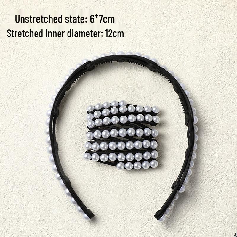2024 Pearl Retractable Folding Headband: New Hair Accessory for Women, Combats Frizzy Hair, Ideal for Washing Face