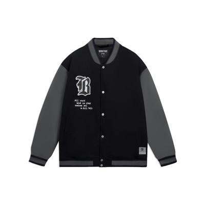 Li Ning Badfive Diseño de Bloques de Color Chaqueta de Algodón para Hombre de Manga Larga con Cuello en V y Botonadura Sencilla Chaqueta Negra AJMS053-2