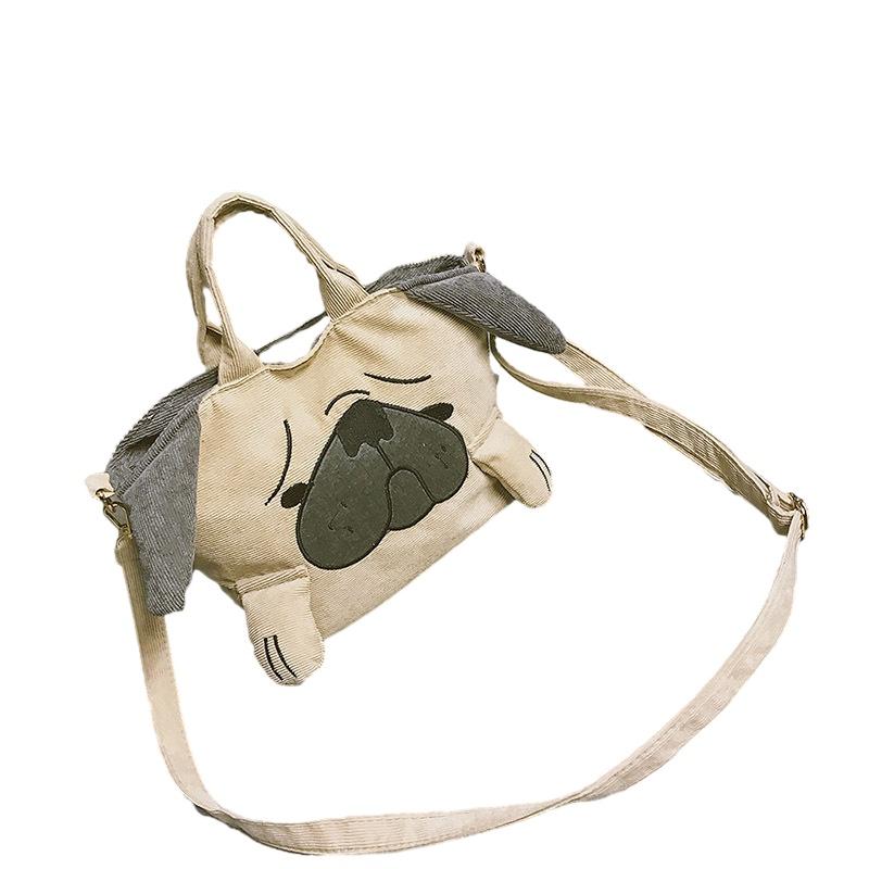 Cute And Funny Dog Shoulder Bag In Japanese Style Made Of Velvet Small Size