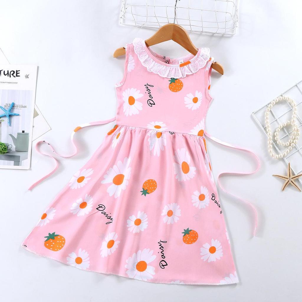 Sommer Koreanischer Stil Baumwollseide Kleid für Baby Mädchen - Prinzessin Mode Pyjamas