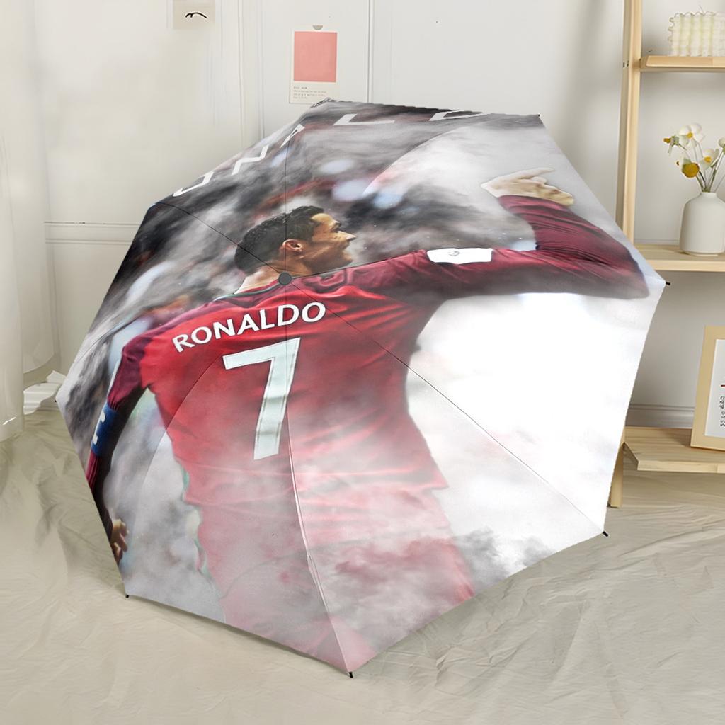 Ronaldo Legacy Drive Night Outdoor Automatic Umbrella Sturdy 8-Rib Shaft Durable Plastic & Iron Travel Essential Vibrant Pattern Umbrella