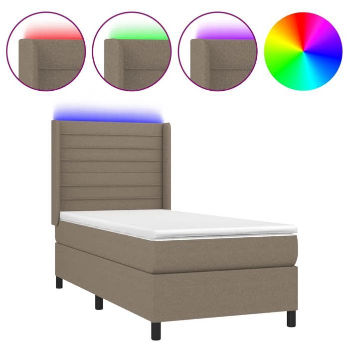 VidaXL Sommier à Lattes de Lit avec Matelas et LED, Lit Rembourré, Lit Simple, Lit Adulte de Chambre à Coucher Intérieur, 3138353