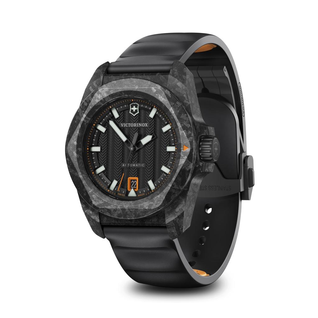 VICTORINOX Automatic Watch Analog Waterproof Automatic Winding Black Dial Black Rubber Strap Carbon Composite Case Multi Tool Set Strap Replacement 5