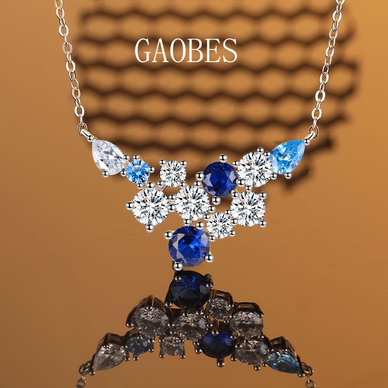 

Hai Rui S925 Sterling Silver Women s Necklace: Luxurious Gemstone Pendant with Full Diamond, Fashion Clavicle Chain. 925 Silver