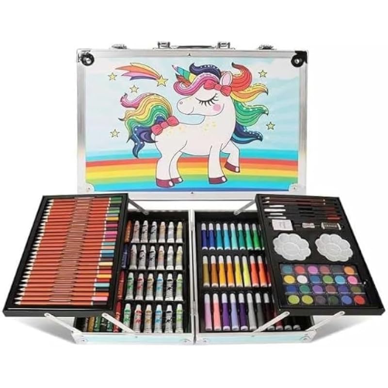Eclet Art Kit Supplies Portable Great Gift Set 145Pcs Unicorn Gift For Painting