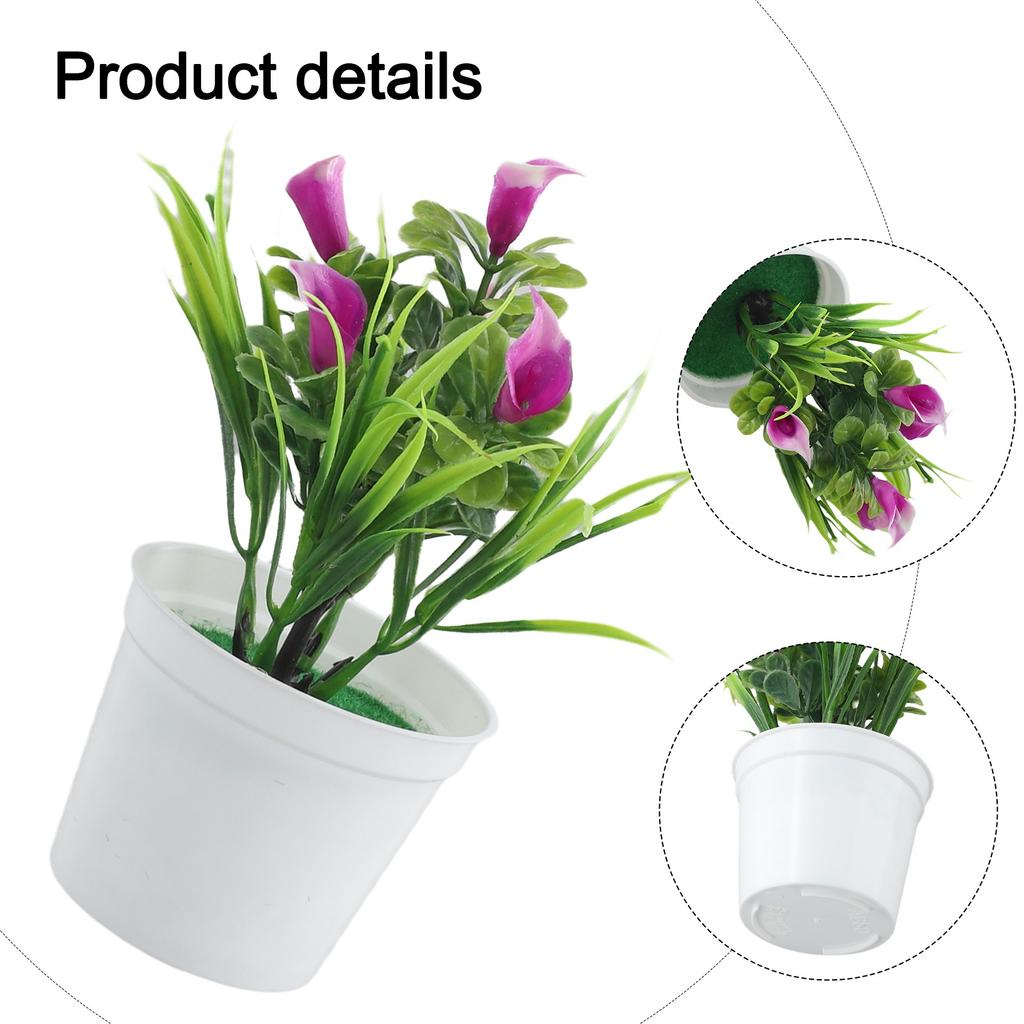 5PCS Artificial Calla Lily in Individual Pots for Home Interior Decoration Office Desk Wedding Setup and Shop Window Display
