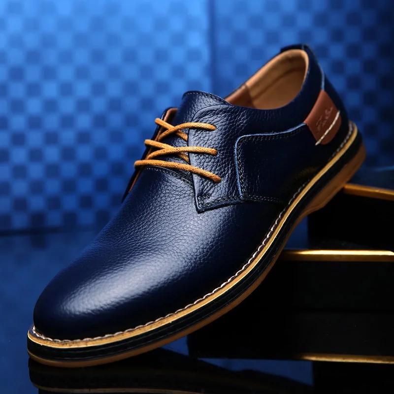 Men Oxfords Genuine Leather Dress Shoes 2025 Lace Up Italian Mens Casual Shoes Luxury Brand Moccasins Loafers Plus Size 38-48