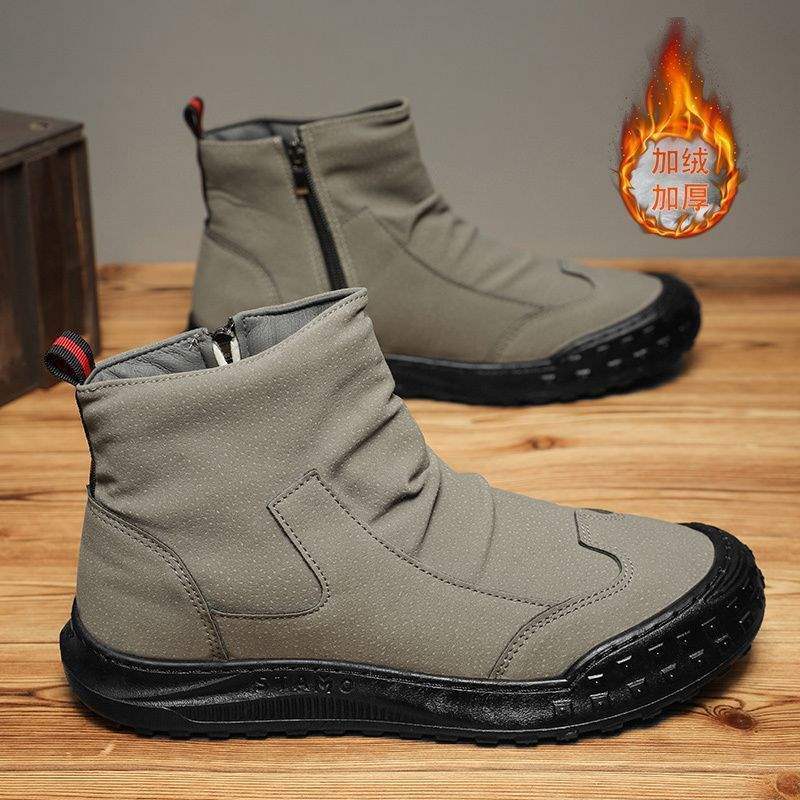 Martin Stiefel 2025 Winter neue Herren High-Top Trend vielseitige Arbeitsschuhe Baumwollschuhe Retro kurze Stiefel Samtstiefel