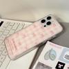 Japanese Style Pink Plaid Bow Phone Case Compatible and Suitable for iPhone15 14 13/12promax