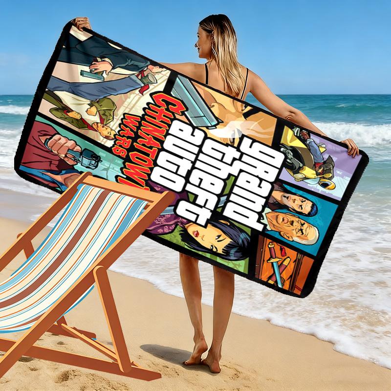 Urban Chaos Crime beach towel beach Outdoor camping swim Absorbent bath towel Outdoor pool towel Outdoor picnic beach mat beach printing Comfort