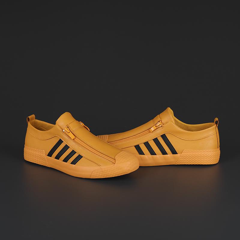 Мода 2024 Весна Мужская Кожаная Повседневная Обувь Желтые Мокасины Модные Низкие Мужские — фото 4