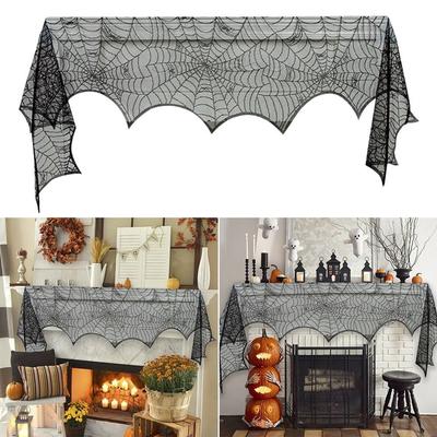 Spitzen Spinnenweben Tischdecke Kamin Sims Halloween Horror Requisiten Fledermaus Tischläufer DIY Partyzubehör Kamin Sims Abdeckung Tisch