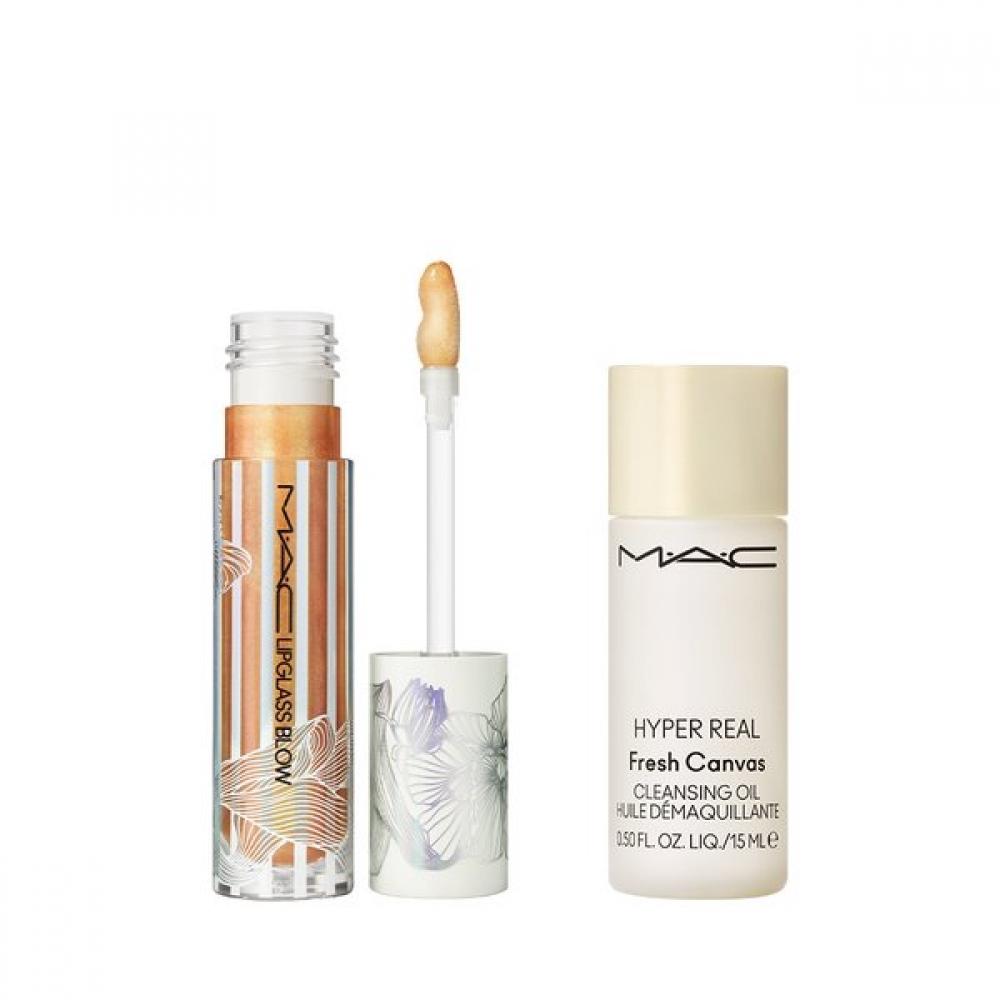 M.a.c Lipglass Blow Plumping Oil Spring Collection  +15ml Hyper Real Cleansing Oil Gift Snapdragon