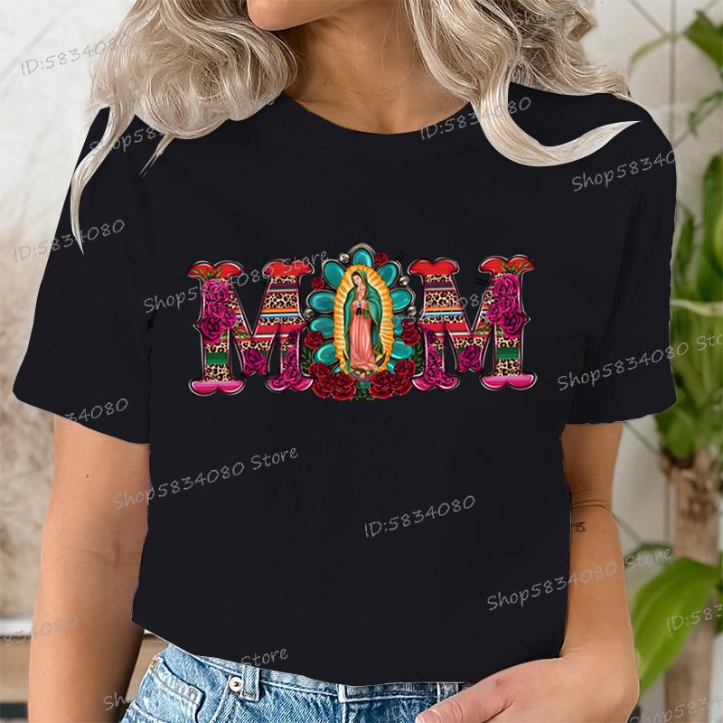 Mexican Mom Shirt Mothers Day Gift Short Sleeve Tshirt Mom Flower Leopard Print Tshirts Gift for Mama Vintage Retro Clothes