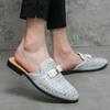 Fashion Summer Rhinestone Half Slippers Loafer Men's Shoes Mules Party Trendy Shoes Man Male Leather Casual Moccasins Shoes for Men