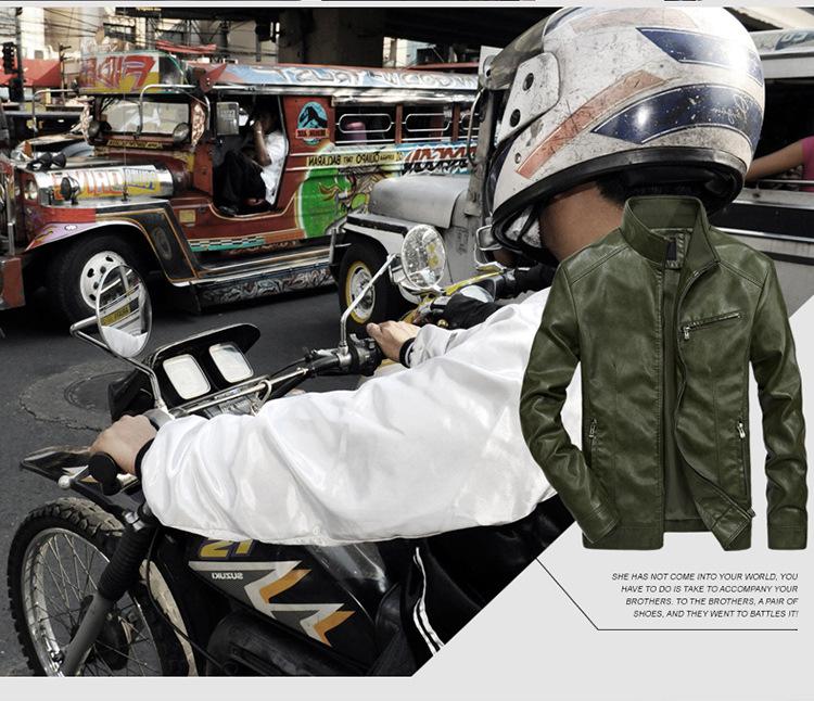 2022 Spring/Autumn Men's PU Leather Jacket - Youth Korean Style, Casual & Trendy